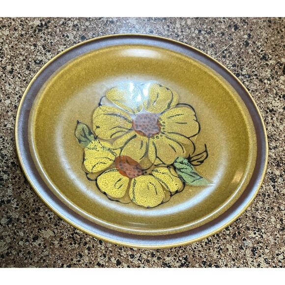 Berkeley House Salad Plate 7-5/8" Marguerita Stoneware 70s VTG Yellow Floral - Picture 1 of 16